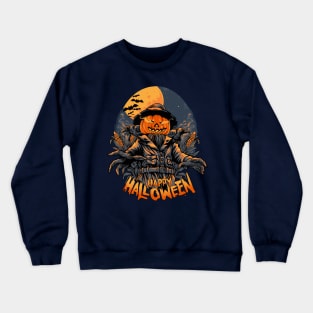 Happy Halloween Smiling Pumpkin ScareCrow Character Crewneck Sweatshirt